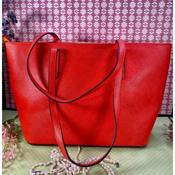 Aldo Tote, orange crossgrain leather, 14383, like NEW without tags, elegant - Picture 7 of 13